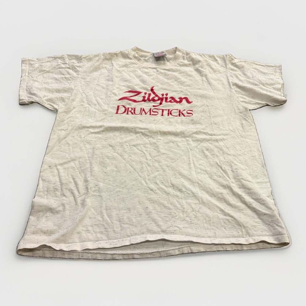Vintage 90s Zildjian Drumsticks Artist Series Signatures Grunge T-Shirt XL USA